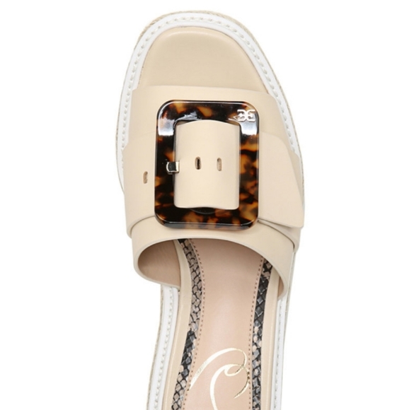 Sam Edelman Livi Cream Squared Open Toe Buckle Platform Wedge Sandals 9.5 - Picture 4 of 13